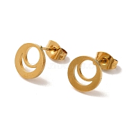 Vacuum Plating 304 Stainless Steel Stud Earrings, Flat Round, Golden, 9mm(EJEW-Z040-49G)