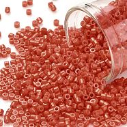 Cylinder Seed Beads, Opaque Colours Luster, Uniform Size, FireBrick, 2x1.5mm, Hole: 0.8mm, about 40000pcs/bag, about 450g/bag(SEED-H001-H08)