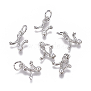 Brass Charms, with Cubic Zirconia and Shell Pearl Bead, Letter, Platinum, Clear, Letter.N, 9.5~11x3.5~10.8x3~3.5mm, Hole: 3.5mm(KK-L179-08N-P)