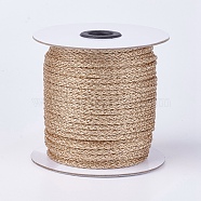 Metallic Cord, Resin and Polyester Braided Cord, Gold, 4mm, about 50yards/roll(45.72m/roll)(OCOR-F008-D02)