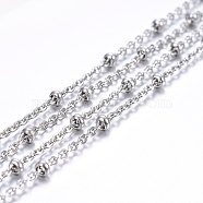 3.28 Feet 304 Stainless Steel Cable Chains, Satellite Chains, Decorative Chains, Rondelle Beads, Soldered, Stainless Steel Color, 2.5x2x0.5mm(X-CHS-H020-02P)