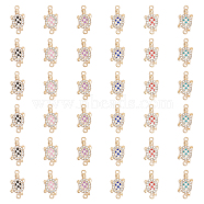 36Pcs 6 Colors Alloy Enamel Connector Charms, Tortoise Links, Light Gold, with Crystal Rhinestone, Mixed Color, 23x13x3mm, Hole: 1.6mm and 2mm(FIND-CA0007-18)
