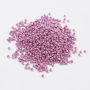 Glass Seed Beads, Dyed Colors, Round, Orchid, Size: about 2mm in diameter, hole:1mm(E0690052)