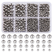 880Pcs 4 Style 304 Stainless Steel Round Seamed Beads, for Jewelry Craft Making, Stainless Steel Color, 3~6x3~5mm, Hole: 1~2.4mm(STAS-DC0015-28)