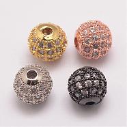 Brass Micro Pave Cubic Zirconia Beads, Round, Mixed Color, 8.5x8mm, Hole: 1.5mm(ZIRC-E110-05)