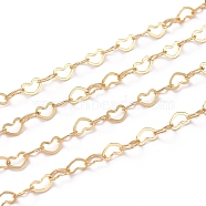 Brass Heart Link Chains, Soldered, with Spool, Long-Lasting Plated, Real 18K Gold Plated, 3x5x0.5mm, about 16.4 Feet(5m)/roll(CHC-G005-27G)