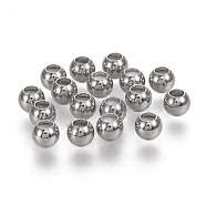 202 Stainless Steel Beads, with Rubber Inside, Slider Beads, Stopper Beads, Stainless Steel Color, 4x3.3mm, Hole: 1.8mm(STAS-K204-02E-P)