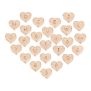 Alloy Beads, Heart with Mixed Letters, Golden, 10x10.5x3.5mm, Hole: 1.5mm, 26pcs/set, 1set/box(PALLOY-CA0001-18G)