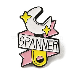 Creative Tool Alloy Pink Enamel Pin Brooch for Backpack Clothes, Spanner, 30x20.5mm(JEWB-R004-03EB-05)