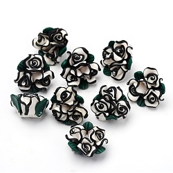 Handmade Polymer Clay Beads, for Mother's Day, Flower, Colorful, about 20~23mm in diameter, 14mm thick, hole: 2mm(RESI-Q004-5)