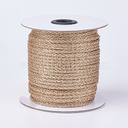 Resin and Polyester Braided Cord Thread, Gold, 4mm, about 50yards/roll(45.72m/roll), 150 feet/roll(OCOR-F008-D02)