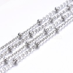 304 Stainless Steel Cable Chains, Satellite Chains, Decorative Chains, Rondelle Beads, Soldered, Stainless Steel Color, 2.5x2x0.5mm(X-CHS-H020-02P)