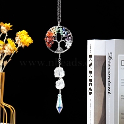 Hanging Crystal Prism for Ceiling Chandelier, Gemstone Tree of Life Pendant Decoration, Suncatcher Rainbow Maker, Bullet, 235mm(PW-WG95526-01)