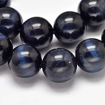 Round Natural Tiger Eye Bead Strands, Dyed & Heated, Above Grade A, 8mm, hole: 1mm, about 47~48pcs/strand, 15 inch