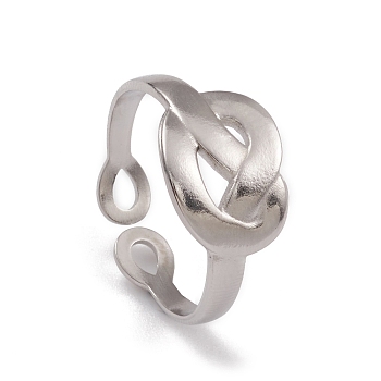 304 Stainless Steel Cuff Rings, Hollow Out Infinity Element Ring for Women, Stainless Steel Color, 2.8~9.5mm, Inner Diameter: 16.9mm