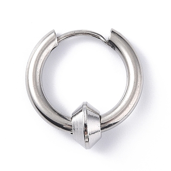 304 Stainless Steel Hoop Earrings, Geometric Earring for Women Men, Bicone, 17mm, Pendant: 7x4mm, Pin: 1mm