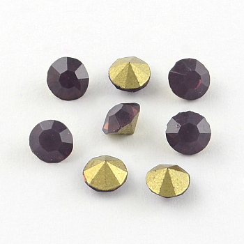 Glass Pointed Back Rhinestone, Back Plated, Diamond, Purple, 3.0~3.2mm, about 144pcs/gross