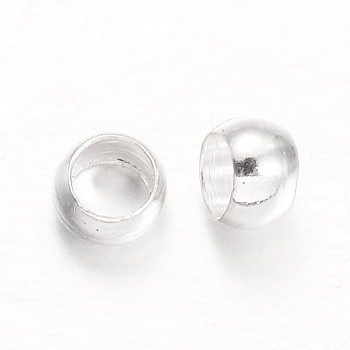 Rondelle Brass Crimp Beads, Silver, 3x2mm, Hole: 1.5~2mm, about 5200pcs/200g
