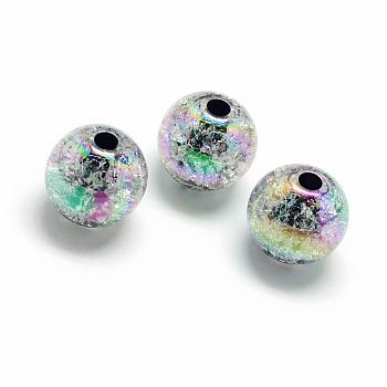 Crackle Style Acrylic Beads, AB Colour, Inside Color, Round, Colorful, 18mm, Hole: 4mm, about 150pcs/500g