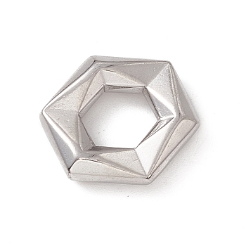 304 Stainless Steel Pendants, Hexagon Charm, Stainless Steel Color, 17.5x20x4.5mm