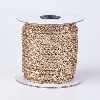 Metallic Cord, Resin and Polyester Braided Cord, Gold, 4mm, about 50yards/roll(45.72m/roll)