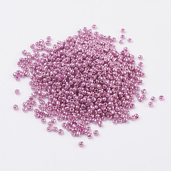 Glass Seed Beads, Dyed Colors, Round, Orchid, Size: about 2mm in diameter, hole:1mm