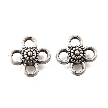 Tibetan Style Alloy Multi-Strand Links, Flower, Antique Silver, 9x9x3mm, Hole: 2mm