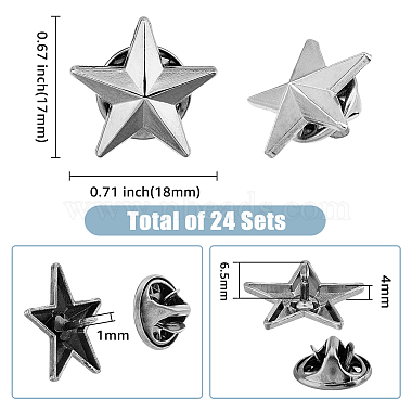 24Pcs Alloy Star Lapel Pin Brooches(JEWB-FH0001-37B)-2