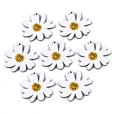White Flower Wood Pendants