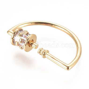 Brass Micro Pave Cubic Zirconia Screw Carabiner Lock Charms(ZIRC-F105-23G)-2