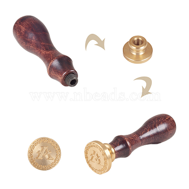 DIY Letter Scrapbook Brass Wax Seal Stamps and Wood Handle(AJEW-P068-B07)-5