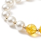 Round Natural Quartz Crystal(Dyed & Heated) & Shell Pearl Beaded Stretch Bracelet(BJEW-TA00191-04)-6