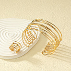 Alloy Multilayer Cuff Bangles & Cuff Rings Sets, Golden, Inner Diameter: 70mm(FS-WGC09BD-01)