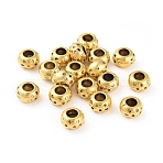 Tibetan Silver Spacer Beads, Barrel, Lead Free and Cadmium Free, Antique Golden, Size: about 5mm long, 8mm wide, hole: 3.5mm(GLFH10212Y)
