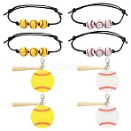 8Pcs Acrylic & Wood Pendant Decoration, with Alloy Lobster Claw Clasps, Mixed Color, 140mm, 2color, 2pcs/color(HJEW-CJ00052)
