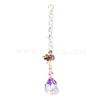 Alloy Rhinestones & Glass Charm Suncatchers, Rainbow Prism Hanging Ornaments for Garden, Window, Flamingo Shape, 261x33x16.5mm(HJEW-E013-01G-C)