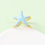 Adjustable 304 Stainless Steel Cuff Rings for Women, with Enamel, Starfish, Ion Plating(IP), Lead Free & Cadmium Free & Nickel Free, Real 18K Gold Plated, 19mm(RJEW-F200-01G)