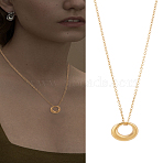 1Pc Minimalist Stainless Steel Circle Pendant Necklaces, Real 14K Gold Plated(NJEW-LP0002-83)