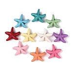 Ocean Synthetic Turquoise Pendants, Dyed, Starfish Charms, Mixed Color, 23.5~24.5x25~26x8~9mm, Hole: 1.4~1.6mm(G-N364-01)
