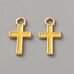 Alloy Enamel Pendants, Cross Charm, Golden, Gold, 15.5x8.5x1mm, Hole: 2mm(FIND-WH0199-35G-07)