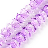Transparent Glass Beads Strands, Flower, Medium Orchid, 11~12x7.5~8mm, Hole: 1.4mm, about 50pcs/strand, 11.42''(29cm)(LAMP-H061-01A-01)