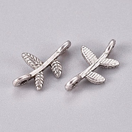 Tibetan Style Links connectors, Lead Free, Nickel Free and Cadmium Free, Leaf, Antique Silver, 17x9.5x3mm, Hole: 1mm, about 2010pcs/kg(TIBEP-LF0801YKG-AS-FF)