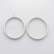 Matte Alloy Oval Pendants, Platinum, 50x39x5mm, Hole: 3mm: 3mm, 35x41mm inner diameter(PALLOY-J413-11MP)