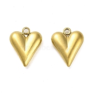 304 Stainless Steel Pendants, Heart Charm, Real 14K Gold Plated, 12x9.5x3mm, Hole: 1.4mm(STAS-L022-108G-07)