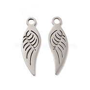 201 Stainless Steel Pendants, Wing Charm, Stainless Steel Color, 22x7x1mm, Hole: 2mm(STAS-K251-057P)
