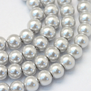 Baking Painted Pearlized Glass Pearl Round Bead Strands, Light Grey, 12mm, Hole: 1.5mm, about 70pcs/strand, 31.4 inch(HY-Q003-12mm-62)