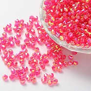 Bicone AB Color Plated Eco-Friendly Transparent Acrylic Beads, Deep Pink, 6x6mm, Hole: 1mm, about 6250pcs/500g(TACR-A003-6mm-09)