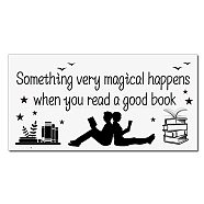 PVC Wall Stickers, Motivational Quote Sticker, for Wall Decoration, Word Something Very Magical Happens When You Read A Good Book, Black, 590x300mm(DIY-WH0385-007)
