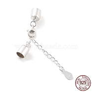 925 Sterling Silver Curb Chain Extender, End Chains with Lobster Claw Clasps and Cord Ends, Teardrop Chain Tabs, with S925 Stamp, Silver, 28mm(STER-G039-02D-S)