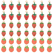 90Pcs 3 Style Alloy Enamel Pendants, Mixed Strawberry Shape, Light Gold, Mixed Color, 16~21.5x10~11x1~3mm, Hole: 1.6~2mm, 30pcs/style(ENAM-DC0001-02)